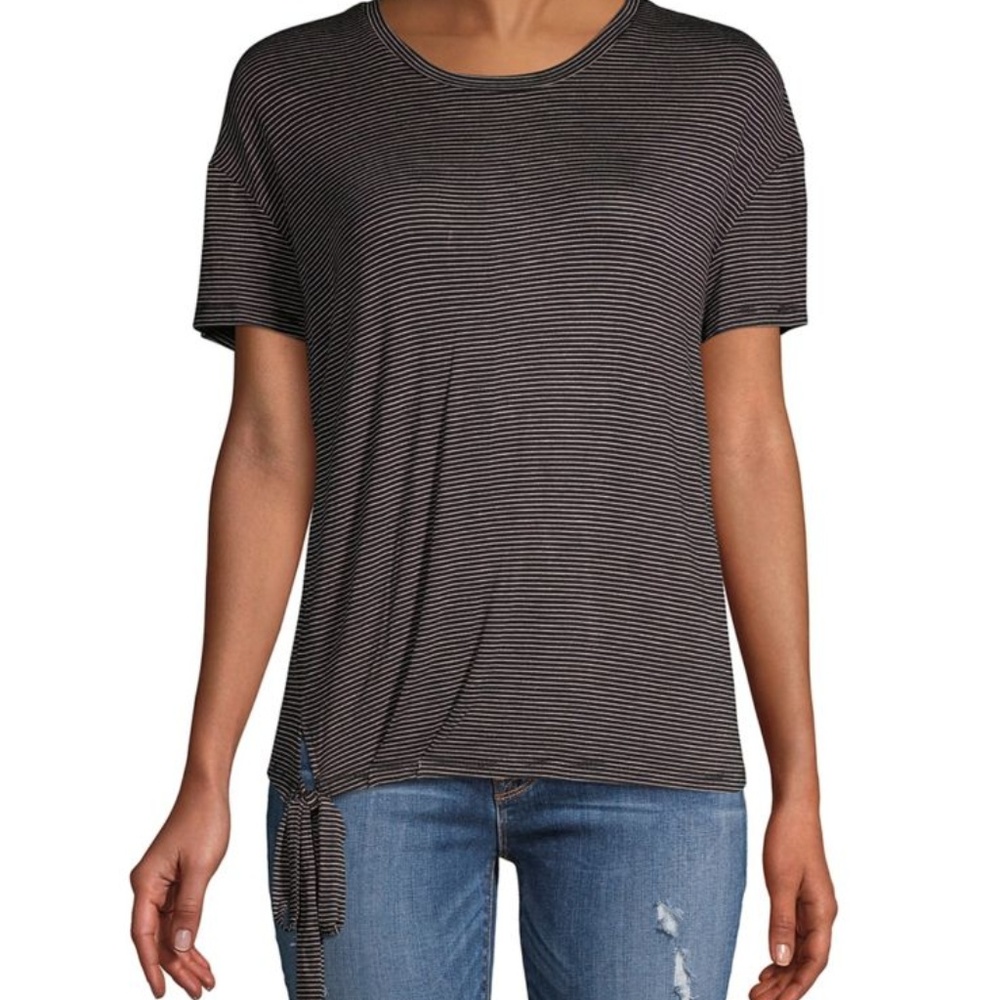 Ellen Tracy Knot-Front Striped Top, NWT